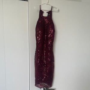 Elegant Burgundy Sequin Dress